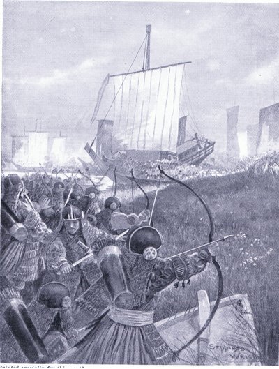 日本人が中国沿岸を荒廃させる1592 AD 作： Henry Charles Seppings Wright